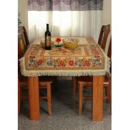 Tache Home Fashion Tache 35 X 35 Inch Floral Country Rustic Morning Meadow Square Woven Tapestry Tablecloths - 3098