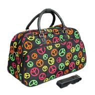 World Traveler 21-Inch Carry-On Shoulder Tote Duffel Bag, Multi Peace Sign, One Size