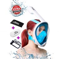 Usnork Full Face Snorkel Mask for Kids and Adults - Anti-Fog and Anti-Leak Easybreath Snorkeling Gear - Dive Scuba Mask with 180 Panoramic View and 4 Bonus Items as Snorkel Set