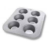 USA Pan Bakeware Toaster Oven Muffin Pan, 6 Well, Nonstick & Quick Release Coating, Made in The USA from Aluminized Steel