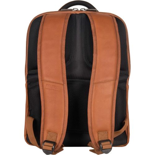  Kenneth Cole REACTION Kenneth Cole Reaction Colombian Leather Double Compartment Ez-scan 16” Laptop Business Backpack, Cognac, One Size