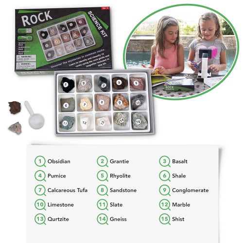  [아마존베스트]IQCREW by AmScope Kids Premium Portable LCD Color Digital Microscope with Rock and Mineral Collecting Look and Learn Activity Kit