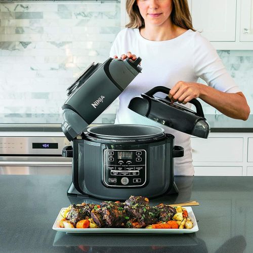  Amazon+Renewed Ninja OP301 Foodi 9-in-1 Pressure, Slow Cooker, Air Fryer and More, with 6.5 Quart Capacity and 45 Recipe Book, and a High Gloss Finish (Renewed): Kitchen & Dining