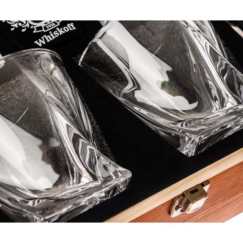  [아마존베스트]W WHISKOFF Whiskey Glass Set - Whisky Chilling Stainless Steel Ice Cubes of 6 - Bourbon Glasses Gift Set - Scotch Metal Ice Cubes - Whiskey Set Gift Box - Whiskey Gifts for Men - Whiskey Ston