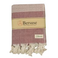 Bersuse 100% Cotton - Hierapolis XL Throw Blanket Turkish Towel Pestemal - Beach Fouta Peshtemal - Bed or Couch Throw, Table Cover or Picnic Mat - Handloom Diamond - 60X95 Inches,