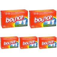 Bounce Fabric Softener Dryer Sheets for Static Control, Outdoor Fresh Scent, 120 Count, Pack 5