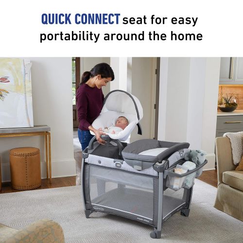 그라코 Graco Pack N Play Quick Connect DLX Playard Includes Portable Seat & Rapid Remove Fabrics for Easy Cleaning, Ellison