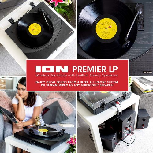  ION Audio Premier LP | Wireless Bluetooth Turntable / Vinyl Record Player with Speakers, USB Conversion, RCA and Headphone Outputs  Black Finish