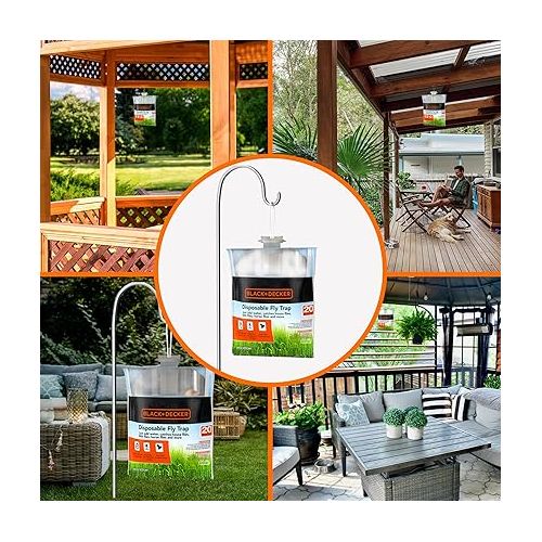  Fly Trap- Hanging Fly Traps Outdoor- Natural Non-Toxic Fly Catcher Attractant- Add Water to Catch House & Horse Flies in Garden, Backyard & Barn- 1 Trap, 20 Grams