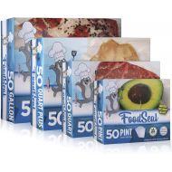 FoodSeal 100 Gallon Size Precut Vacuum Sealer Bags | 11 x 16 | 2 Boxes of 50 |Easy-Grab Dispenser Box | Heavy Duty | Food Saver Compatible | Great for fridge, freezer, sous vide, a