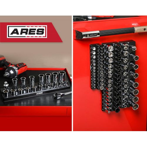  ARES 70237 - 19-Piece 1/2-Inch Metric Magnetic Socket Organizer - Holds 18 Sockets and 1 Socket Adapter - Keeps Your Tool Box Organized