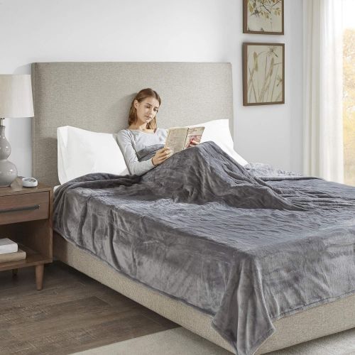 뷰티레스트 Beautyrest - Plush Heated Throw Blanket -Secure Comfort Technology-Oversized 60 x 70- Lavender - Cozy Soft Microlight Heated Electric Blanket Throw - 3-Setting Heat Controller-5 Ye