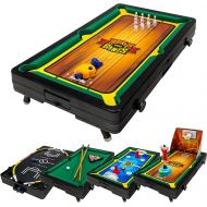 Franklin Sports Table Top Sports Game Set - 5-in-1 Sports Center Indoor Sports Games - Tabletop Soccer, Basketball, Hockey, Bowling + Pool