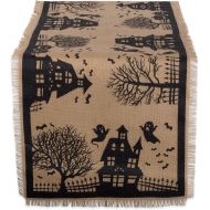 DII 14x74 Jute/Burlap Table Runner, Haunted House - Perfect for Halloween, Dinner Parties and Scary Movie Nights