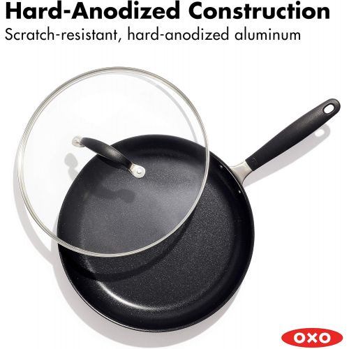 옥소 OXO Good Grips Hard Anodized PFOA-Free Nonstick 12 Frying Pan Skillet with Lid, Black