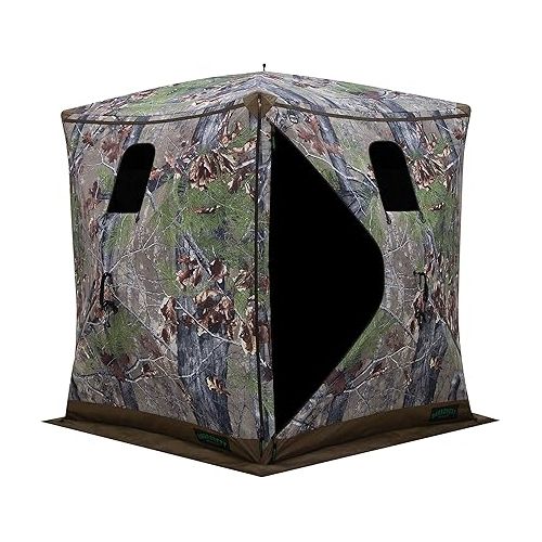  Barronett Blinds Ox Portable Hunting Blind, Pop-Up Hub Blind, Durable Oxhide Fabric, Panoramic Shooting Window, Bloodtrail Backwoods