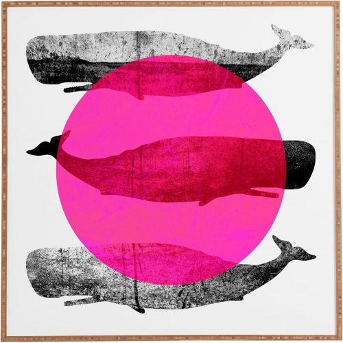  Deny Designs Elisabeth Fredriksson, Whales Pink, Art Canvas, Large, 24 x 30