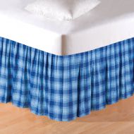 C&F Home 82053C.7880 Fair Winds Plaid King Bed Skirt, Blue/White, 78 X 80 X 18