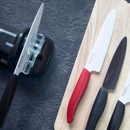  [아마존베스트]Kyocera Diamond Electric Knife Sharpener, Plastic, Ceramic, Black, 9.8 x 7.3 x 15.5 cm