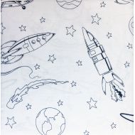 Boy Zone 3 Piece Sheet Set Twin Single Bed UFOs Rockets Stars Planets Space Black on White