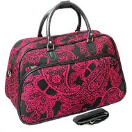 World Traveler 21-Inch Carry-On Shoulder Tote Duffel Bag, Black Pink Paisley, One Size