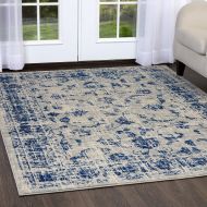 Home Dynamix Vintage Solane Area Rug | Trendy Style, Distressed Finish | Durable Polypropylene Area Rug | Gray and Blue | Fade and Stain Resistant, Easy to Clean, 26X47