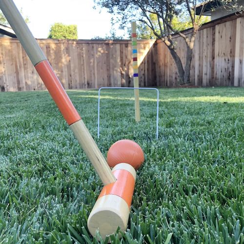  GoSports Six Player Croquet Set for Adults & Kids - Modern Wood Design with Deluxe (35) and Standard (28) Options