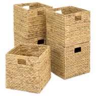 Best Choice Products Set of 5 Foldable Handmade Hyacinth Storage Baskets w/Iron Wire Frame - Natural