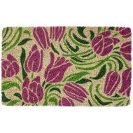 Entryways Blushing Tulips, Hand-Stenciled, All-Natural Coconut Fiber Coir Doormat 18 X 30 x .75