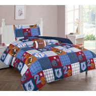 Sweet The Liquidator Collection Patchwork Sports Football Basketball Baseball Design Printed Bedding Full 4PC Set for Boys/Kids Patchwork (Full 4PC Comforter)
