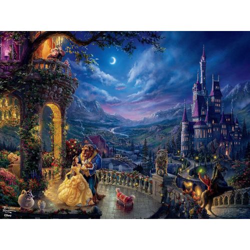  Ceaco 300 Piece Thomas Kinkade The Disney Princess Collection, Beauty and The Beast Dancing in The Moonlight Jigsaw Puzzle, Kids