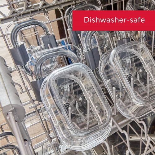  [아마존베스트]Rubbermaid Leak-Proof Brilliance Food Storage Set | 1.3 Cup Plastic Containers with Lids | Microwave and Dishwasher Safe, 5-Pack, Clear