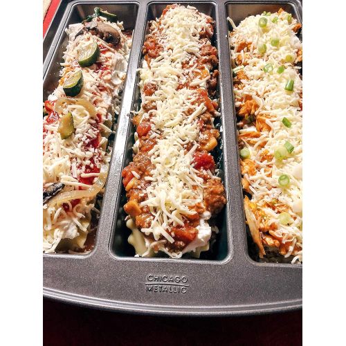  Chicago Metallic Professional Lasagna Trio Bread Loaf Pan, 12 by 15 by 3, Silver: Kitchen & Dining