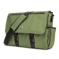 Lencca LENCammaGRN Professional Canvas Camera Messenger Bag with Removable Padded Shoulder Strap (Forest Green)