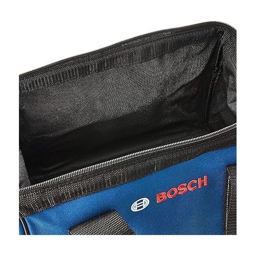 Bosch CW01 Small Contractor Tool Bag, Black, Blue, 12.75 In. x 8 In. x 9 In.