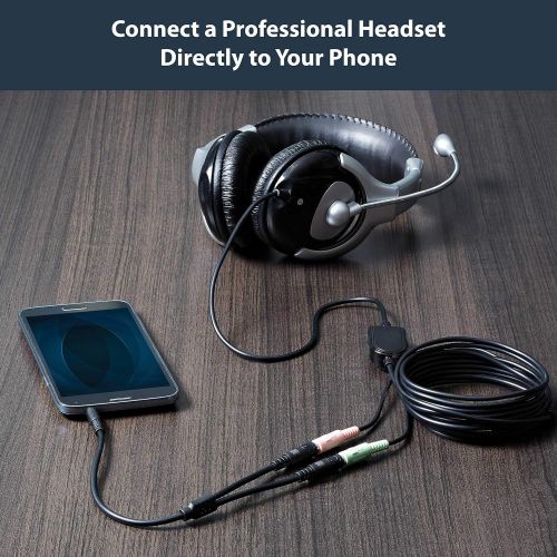  StarTech.com Headset Adapter, Microphone and Headphone Splitter - 3.5mm Male Aux to 3.5mm Female Audio & Mic Combo Jack Y Cable for Laptop / PC (MUYHSMFF) Black