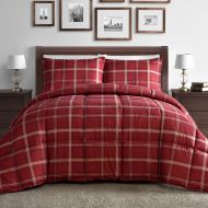 Comfy Bedding Red Plaid Down Alternative 2-piece Comforter Set (Red, Twin)