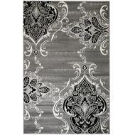 SUMMIT BY WHITE MOUNTAIN Summit 03-CLQ2-HN94 New Elite 0 52 Royal Damask Boroque Vintage Look Area Grey White Black Many Available , 22inch x 35 Scatter Rug Door Mat Size