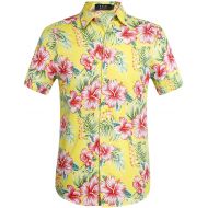 SSLR Mens Floral Casual Button Down Short Sleeve Hawaiian Shirt