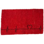 Entryways Heartbeats, Hand-Stenciled, All-Natural Coconut Fiber Coir Doormat, 18” X 30” X .75”