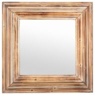Stone & Beam Vintage-Look Square Mirror, 39.5H, Tan and White