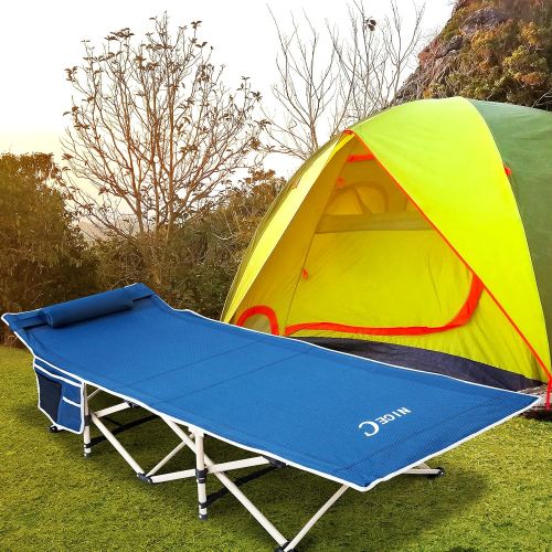  [아마존베스트]Nice C Folding Camping Cot, Sleeping Bed, Tent Cot, with Pillow, Carry Bag & Storage Bag, Extra Wide Sturdy, Heavy Duty Holds Up to 500 Lbs, Lightweight, Comfortable for Outdoor&In