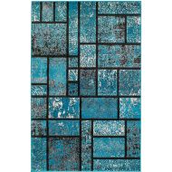 SUMMIT BY WHITE MOUNTAIN Summit KO-2EJW-WG42 41new Turquoise Geometric Area Rug Modern Abstract Rug Many Available , 22 Inch X 35 Inch Scatter Door MAT Size