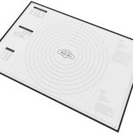 BakeitFun XX-Large Silicone Pastry Mat With Measurements, 33.5 x 22.5 Inches, Full Sticks To Countertop For Rolling Dough, Conversion Information Included, Perfect Fondant Surface, Black