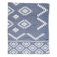 Bersuse 100% Cotton - Teotihuacan XL Throw Blanket Turkish Towel Pestemal - Beach Fouta Peshtemal - Bed, Couch Throw, Table Cover, Picnic Mat - Aztec Dual-layer - 78X94 Inches, Dar