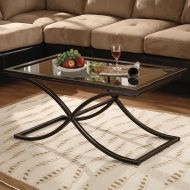 Southern Enterprises Vogue Cocktail Coffee Table, Black with Copper Distressed Finish