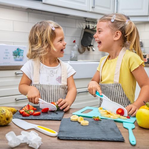  [아마존베스트]Tovla & Co. Tovla Jr. Knives for Kids 3-Piece Nylon Kitchen Baking Knife Set: Childrens Cooking Knives in 3 Sizes & Colors/Firm Grip, Serrated Edges, BPA-Free Kids Knives (colors vary for each