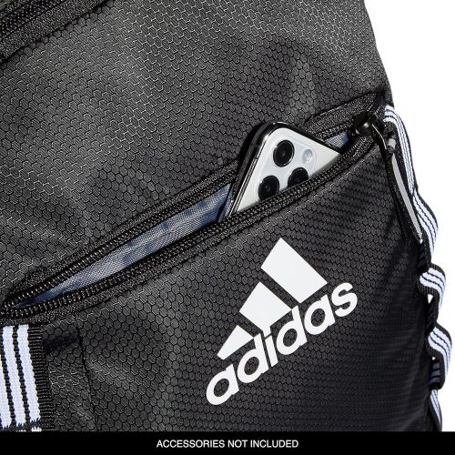 아디다스 adidas Excel 6 Backpack, Black/White 3 Stripe Webbing, One Size