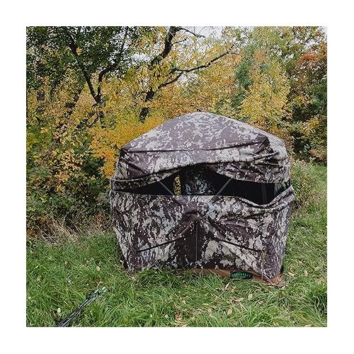  Barronett Blinds® Ox 5, Portable Hunting Blind, Durable Oxhide™ Fabric, Panoramic Shooting Window, 4-Person, Crater™ Core, 72” x 96” x 96”