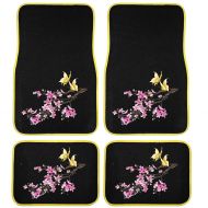 U.A.A. INC. UAA 22pc Cherry Blossom Yellow Butterfly Universal Seat Cover Steering Combo Set